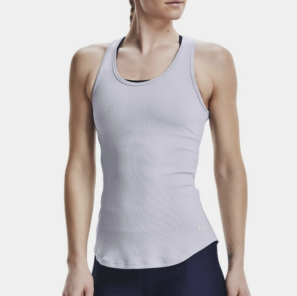 Under Armour Heat Gear Gray Rib Victory Tank Top Size Large Ribbed - Picture 1 of 8